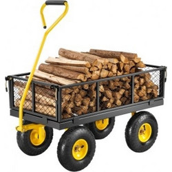Καρότσι Κήπου VEVOR 500 Lbs (226,80 kg) από Ατσάλι, Βαρέως Τύπου Καρότσι Κήπου με Ρόδες, Μεταλλικό Καρότσι Χρήσης με Ρόδες και 10" (25,4 cm) Ελαστικά Παντός Εδάφους, Αφαιρούμενα Πλέγματα και Χειρολαβή