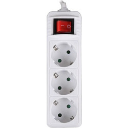 LAMTECH POWER STRIP WITH SWITCH 3 OUTLETS WHITE 1.5M