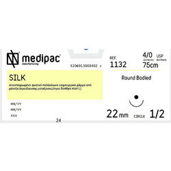 Medipac Ράμμα Μετάξι 4/0 75cm 22mm 1/2 Κόπτουσα