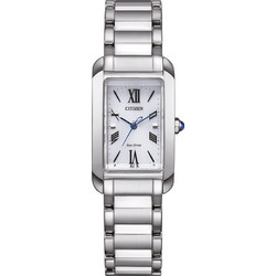 Citizen Rectangular Γυναικείο Ρολόι Solar με Ασημί Μεταλλικό Μπρασελέ EW5620-55A