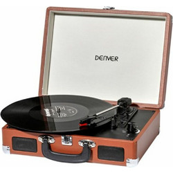 Denver VPL-120 Πικάπ Βαλιτσάκι με Ηχεία & Προενίσχυση USB Brown