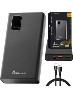 Extralink EPB-067B Power Bank 10000mAh με 2 Θύρες USB-A & Θύρα USB-C Black