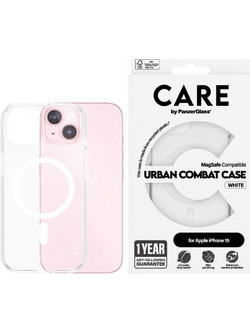 CARE by PanzerGlass - Flagship Case Transparent Urban Combat w. White MagSafe - iPhone 15