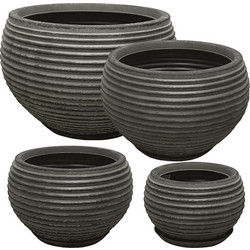 MarHome Σετ Κασπώ Polyresin Μαύρο Παλαιωμένο L:Φ70x45.5 M:Φ53.5x35 S:Φ40.5x26 XS:Φ29x19cm 8τμχ