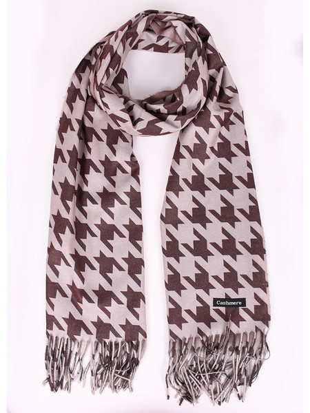 Γυναικεία πασμίνα με σχέδια cashmere Καφέ