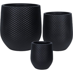 MarHome Σετ Κασπώ Φολιδωτό Fiberclay Μαύρο S:Φ28x32, M:Φ37x45, L:Φ52x54cm 3 Τεμάχια