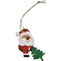 XmasFest Χριστουγεννιάτικο Ξύλινο Στολίδι Άγιος Βασίλης Με Δέντρο 8εκ- 93-3156