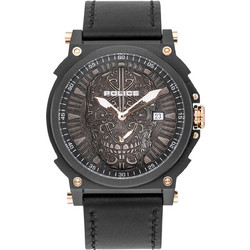Police Compass Ανδρικό Ρολόι με Μαύρο Δερμάτινο Λουράκι PL15728JSB.02