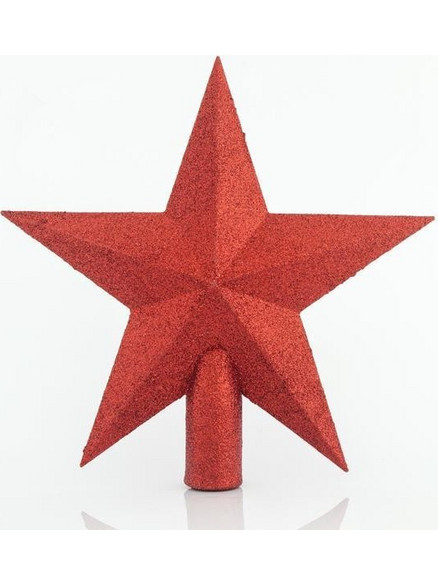 ΚΟΡΥΦΗ ΔΕΝΤΡΟΥ ΑΣΤΕΡΙ ΠΛΑΣΤΙΚΟ, ΚΟΚΚΙΝΟ ΜΕ GLITTER, 20,5cm