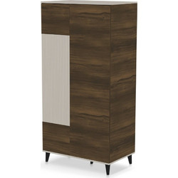 RANDOM Ντουλάπι σε καρυδί και κασμίρ απόχρωση 90x55x182cm