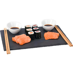 Σετ Σερβίτσιου για σούσι Excellent Houseware (210000100) 2 πορσελάνινα μπολ 7 X 3 cm, 2 chopsticks μπαμπού μήκους 24 cm και πέτρινη βάση 30 x 20 cm - EH EXCELLENT HOUSEWARE