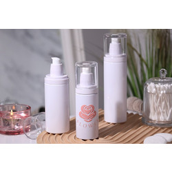 Πλαστικό (PET) λευκό μπουκάλι 150 ml με αντλία κρέμας και διάφανο καπάκι