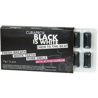 Curaprox Black is White Chew to the Beat Τσίχλα για Λευκά Δόντια με ενεργό άνθρακα & γεύση λεμόνι - μέντα, 12 τεμάχια