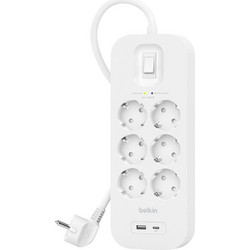 Belkin Steckdosenleiste 6-fach + USB-A+C,650J,18W,2m SRB002vf2MV2