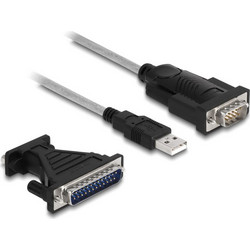 DELOCK καλώδιο USB σε RS-232 DB9 61314 με αντάπτορα DB25, 1.8m, μαύρο 61314 15.0x2.0x16.0