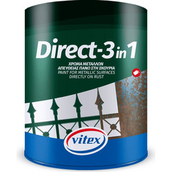Vitex Direct-3 in 1 Αντισκωριακό Μετάλλου Μαύρο 55 Gloss 2.5lt