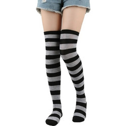 Stocking Over The Knee Socks Gray-Black