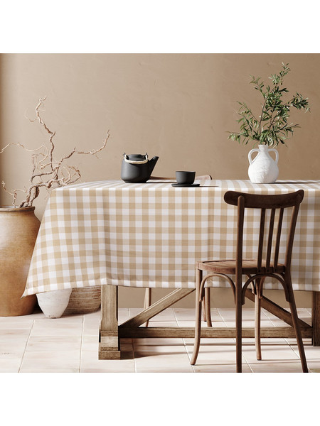 Beauty Home Επαγγελματικό τραπεζομάντηλο Checks Art Ε8494 145x220 Μπεζ