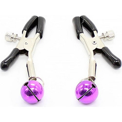 LateToBed Nipple Clamps with Purple Bell