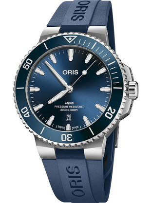 Oris Aquis Date Ανδρικό Ρολόι Αυτόματο με Μπλε Καουτσούκ Λουράκι 0173377894135-0742335FC