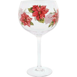 Enesco Ποτήρι Γυάλινο Red Poinsettia Copa Κόκκινο 20cm