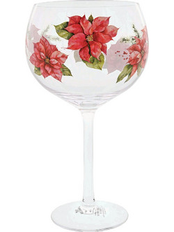 Enesco Ποτήρι Γυάλινο Red Poinsettia Copa Κόκκινο 20cm