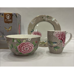 PIP STUDIO ΣΕΤ ΠΡΩΙΝΟΥ 3 ΤΜΧ ΠΟΡΣΕΛΑΝΗΣ BLUSHING BIRDS ΜΠΕΖ -PIP STUDIO-51020167