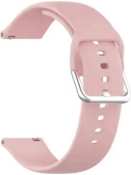 Λουράκι Σιλικόνης/Silicone Strap Universal με Ασημί Κούμπωμα για Smartwatch 22mm, pink sand