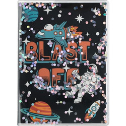 Μπλοκ Σημειώσεων A6 Γκρι Αστροναύτης Διάστημα με Ολογραφικά Κομφετί - 60Φ