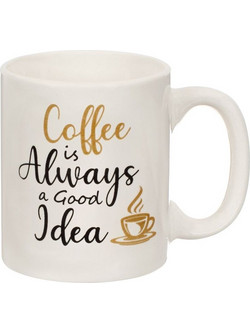 Κούπα Mini Κεραμική Μπεζ Μήνυμα Coffee is Always a Good Idea 120ml