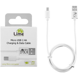 8215322 LIME MICRO USB DEVICES LONG USB 2.4A ΦΟΡΤΙΣΗΣ-DATA 1m LUM01 WHITE