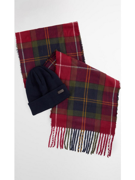 Σετ Σκούφος Κασκόλ BARBOUR Swinton & Galingale Gift Set Winterberry Tartan