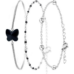 So Charm Σετ 3 Βραχιόλια με Κρύσταλλα Ασημί BS4386+B2381N+B2371A