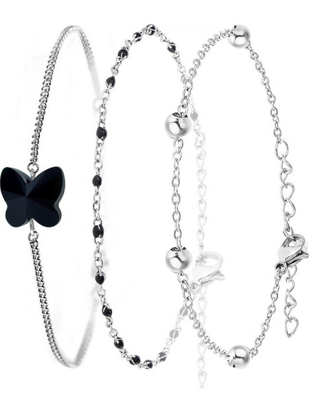 So Charm Σετ 3 Βραχιόλια με Κρύσταλλα Ασημί BS4386+B2381N+B2371A