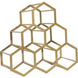 Κάβα για 6 μπουκάλια μεταλλική σε χρυσό 35x17x34εκ