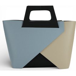 Passaggio Leather Γυναικεία Τσάντα Χειρός Δερμάτινη Γαλάζια Μπεζ 5470-KR-14