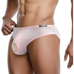 Men's Underwear with U-Pouch Design Open Front & Back Briefs Pink