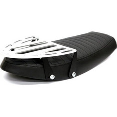 C-Racer Σέλα με σχάρα αποσκευών για μοτοσυκλέτα Yamaha SR400/500 pre FI μοντέλα σε μαύρο-ασημί χρώμα | C-Racer SR400/500 Flat Cafe Racer/Scrambler seat black