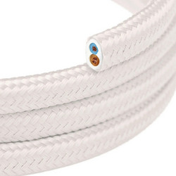 Creative Cables Υφασμάτινο Επίπεδο Ηλεκτρικό Καλώδιο Λευκό Οπτικό Γυαλιστερό - PM01 Creative-Cables - XZ2PM01