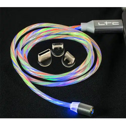 LTC Audio MAGIC-CABLE-RGB - 1m RGB Luminous Magnetic Charging Cable with 3 Prongs (iPhone, USB-C Micro-USB) (65-1098)