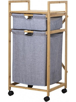 Καλάθι απλύτων διπλό Nextdeco μπαμπού Υ85x42x34εκ
