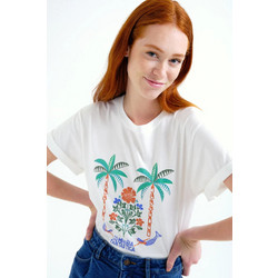 COMPANIA FANTASTICA Palm & Mermaid print T-shirt 62C/42108 - White