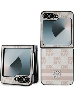 DKNY Checkered Pattern Printed Stripes Case for Samsung Galaxy Z Flip 6 - Pink - (DK000224-0)