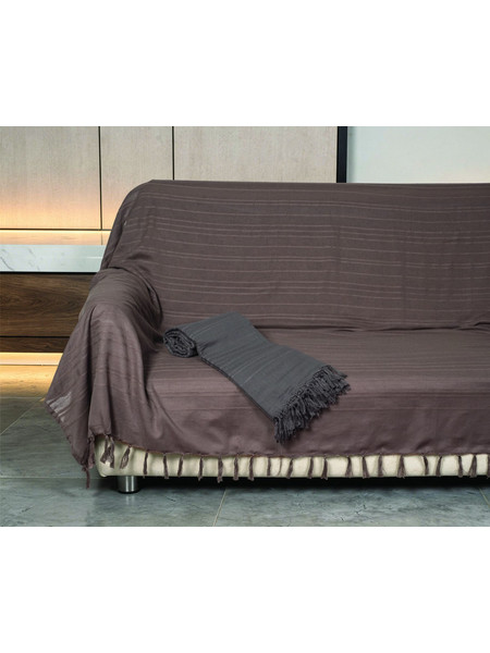 Ριχτάρι με Κρόσια Σχ.Lilia Taupe 180X220cm 100%cotton Flamingo