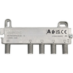 Televes 519504 | Μεταλλικός διακλαδωτής F 5-2400Mhz ALL-BAND 4 εξόδων, με πέρασμα DC απο το OUT προς το ΙΝ
