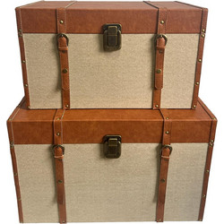 RIND ΜΠΑΟΥΛΑ SET 2ΤΜΧ 64x40x40cm MDF ΜΠΕΖ ΚΑΦΕ ΥΦΑΣΜΑ LIBERTA 04-0934
