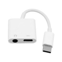 Αντάπτορας Ακουστικών Type C σε Jack 3.5mm με Παράλληλη Φόρτιση Type-C Treqa CA-1063 Λευκό