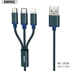 Remax (3in1 RC-131TH) Braided USB to Lightning/Type-C /micro USB Cable 1,15m Πετρόλ Πετρόλ Braided