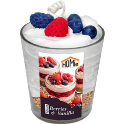 Κερί Βάζο Σχέδιο Επιδόρπιο με Berries και Βανίλια 180g net 8,5x o7cm (συνολικό ύψος=11cm) (12 τεμ)