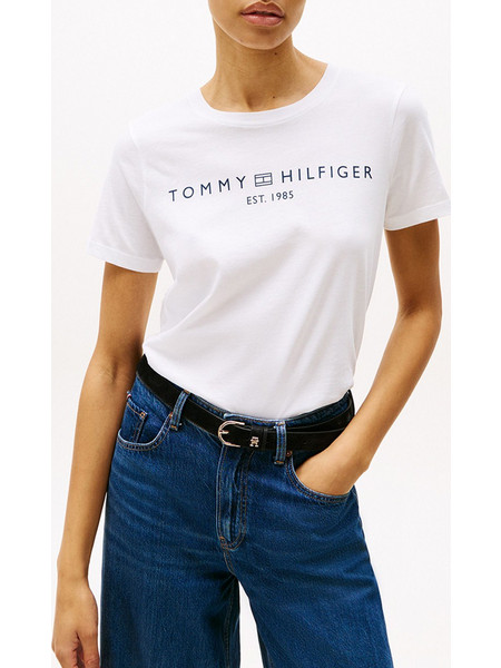 TOMMY HILFIGER REG CORP LOGO C-NK SS WW0WW40276-YCF White